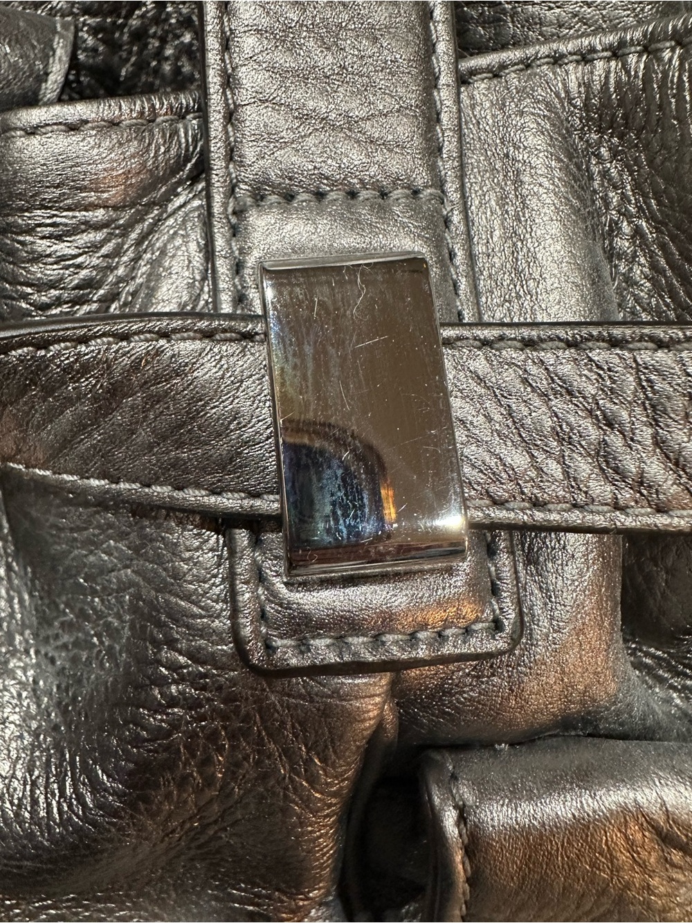 Michael Kors Beverly Large Leather Metallic Pewter Satchel - Picture 12 of 15